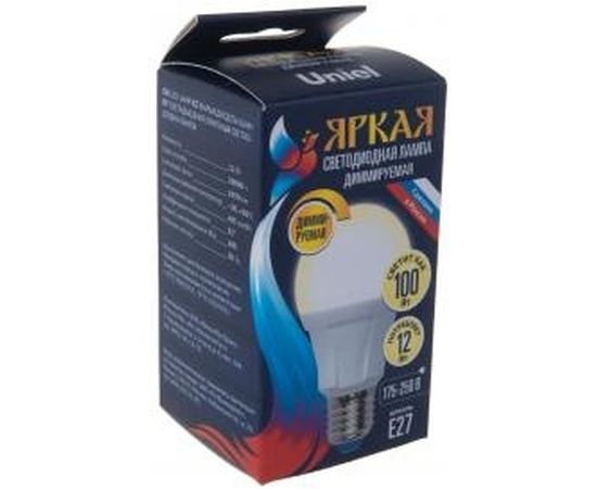 Лампа Uniel LED-A60, 12W/3000K/E27/FR/DIM, PLP01WH, светодиодная, диммируемая UL-00004290 – изображение 3