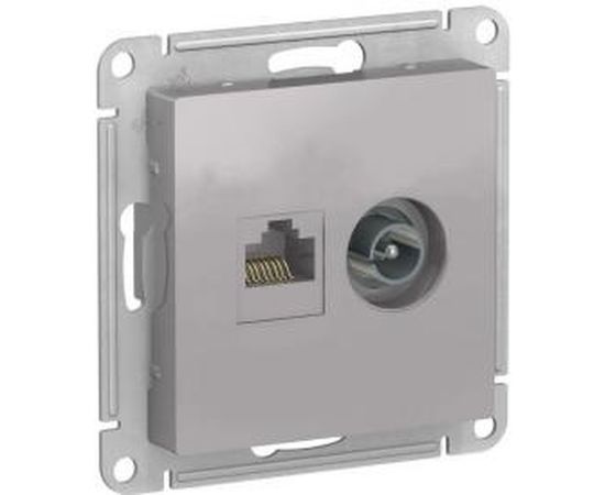 Двойная компьютерная+ТВ розетка Schneider Electric ATLASDESIGN RJ45+TV, категория 5E, АЛЮМИНИЙ ATN000389 