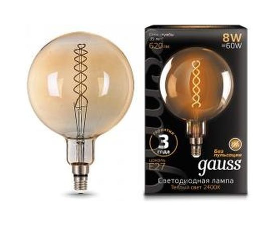Лампа Gauss LED Vintage Filament Flexible G200 8W E27 200x300mm Amber 620lm 2400K 1/6 154802008 