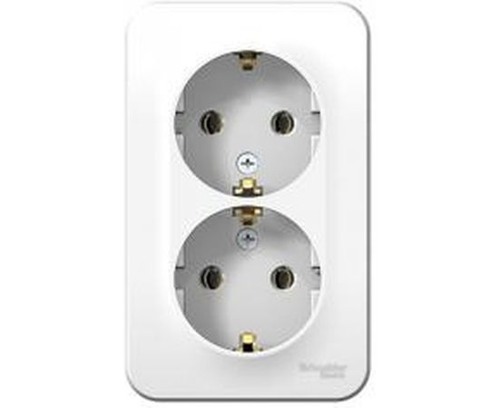 Двойная розетка Schneider Electric BLANCA открытой установки, с заземлением, без шторок, белый BLNRA010211 