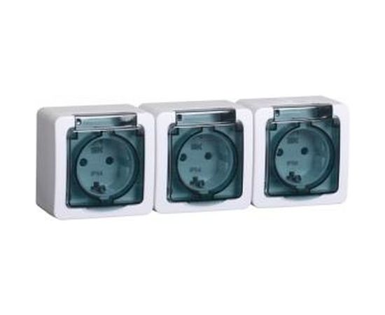 3-местная розетка IEK ГЕРМЕС PLUS РСб23-3-ГПБдс заземляющим контактом, открытой установки, IP54, дымчатый ERMP32-K03-16-54-EC 
