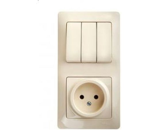 Блок: розетка + 3-клавишный выключатель Schneider Electric GLOSSA БЕЖЕВЫЙ GSL000276 