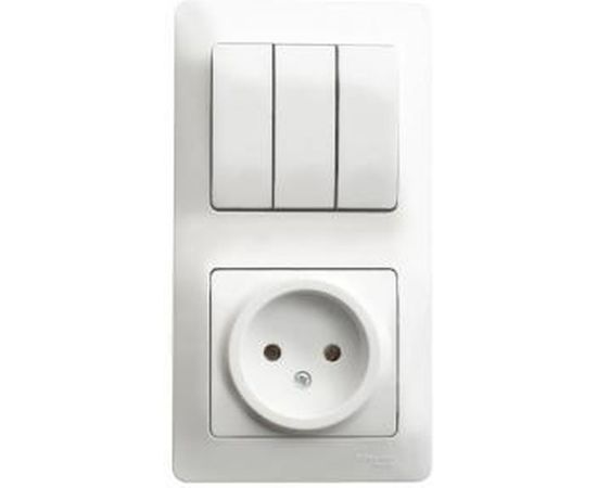 Блок розетка + 3-клавишный выключатель Schneider Electric GLOSSA БЕЛЫЙ GSL000176 
