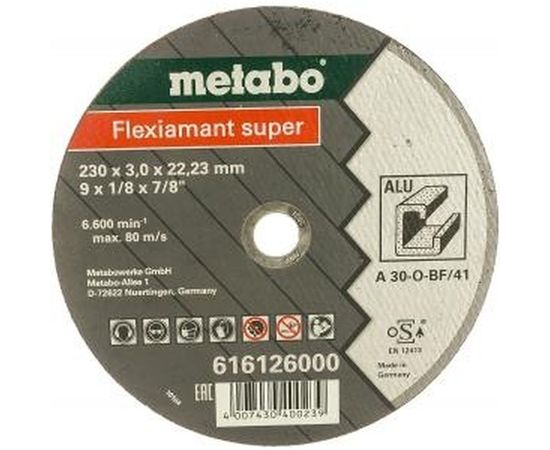 Круг обдирочный Flexiamant S по алюминию для УШМ (230х3 мм; А30О) Metabo 616126000 