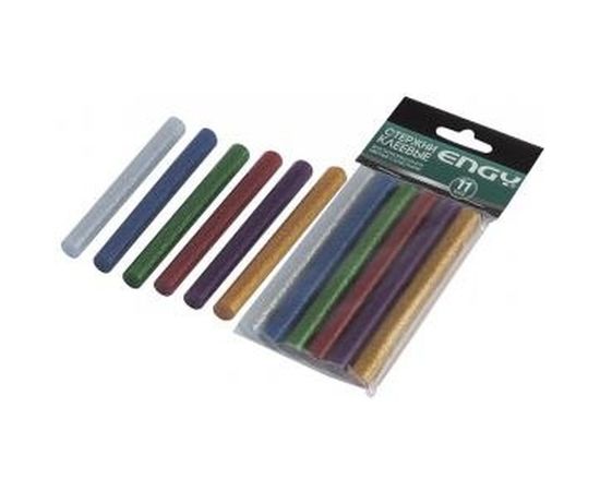 Стержни клеевые цветные с блестками (6 шт; 11х100 мм) для термопистолета Engy 007587 