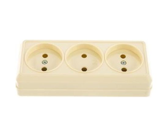 Трехместная розетка IEK РС23-2-ОК, без заземляющего контакта, 10А, открытой установки, ОКТАВА, кремовый ERO30-K33-10-DC – изображение 5