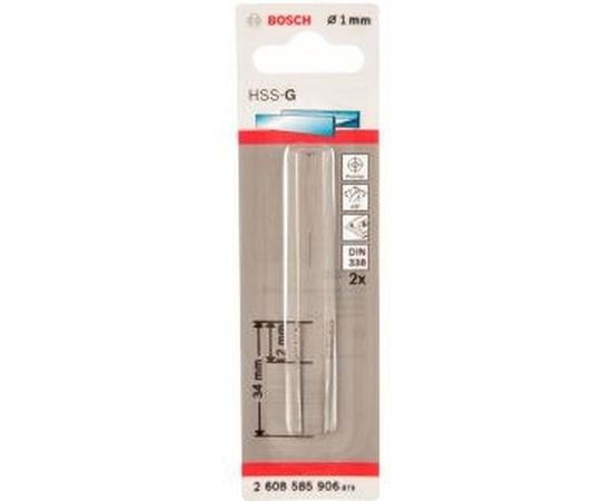 Сверло Standard по металлу 2 шт. (1х12/34 мм; HSS-G) Bosch 2608585906 – изображение 2
