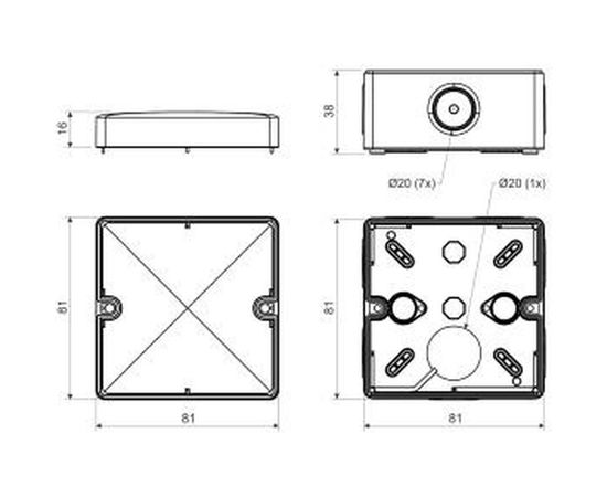 Ультрафиолетостойкая коробка KOPOS для О/П Черная IP66 KSK 80_FA – изображение 2