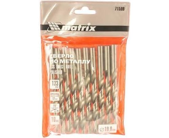 Сверло (10 шт; 10 мм; HSS) по металлу Matrix 71599 – изображение 2