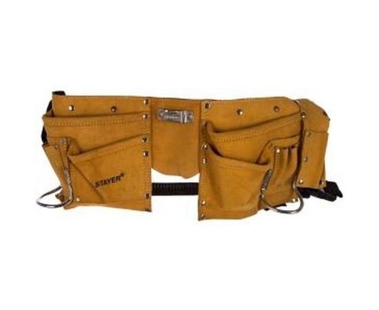 Кожаный пояс для инструментов MASTER, 10 карманов, 2 скобы STAYER 38510 