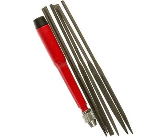 Набор надфилей ЗУБР с зажимной пластмассовой ручкой 160мм, 6шт 16053-H6 