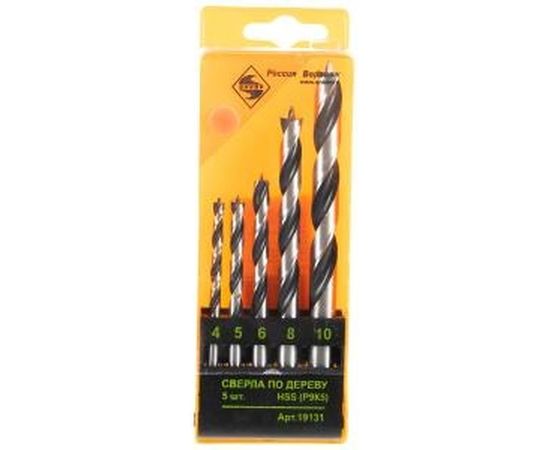 Набор сверл по дереву 5 шт. (D 4; 5; 6; 8; 10 мм) Энкор 19131 