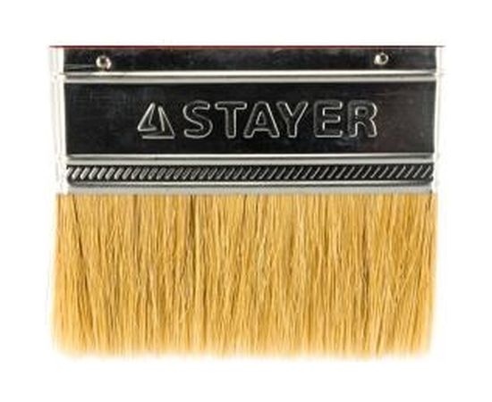 Плоская кисть STAYER UNIVERSAL-EURO светлая натуральная щетина, пластмассовая ручка, 100мм 0108-100 – изображение 3