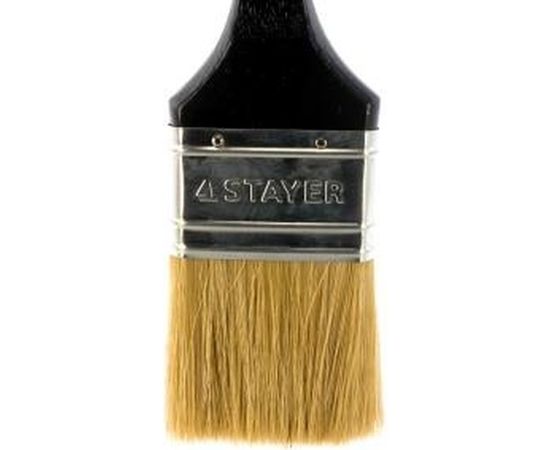 Плоская кисть STAYER UNIVERSAL-PROFI, светлая натуральная щетина, деревянная ручка, 63мм 0104-063 – изображение 2