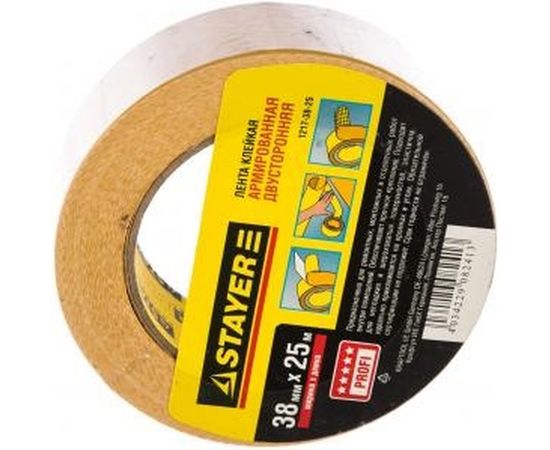 Лента клейкая двусторонняя армированная (38 мм; 25 м) Profi Stayer 1217-38-25 – изображение 5
