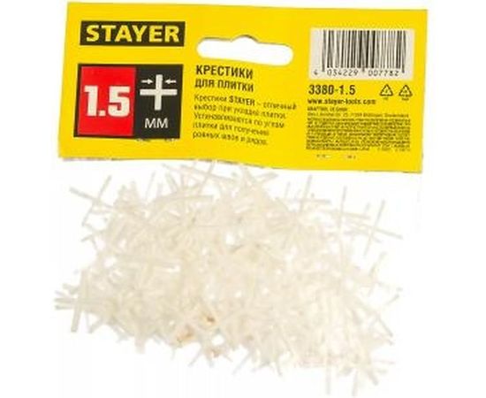 Крестики для кафеля 200 шт. (1,5 мм) STAYER 3380-1,5 – изображение 2