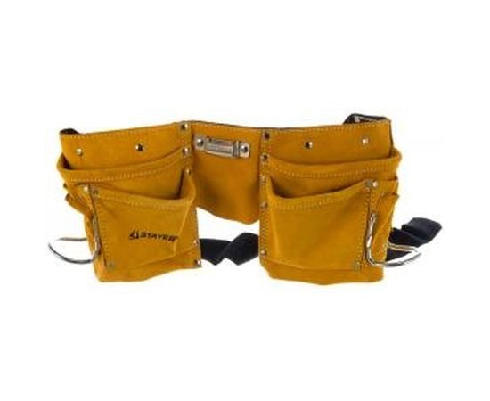 Кожаный пояс для инструментов MASTER, 10 карманов, 2 скобы STAYER 38510 – изображение 2