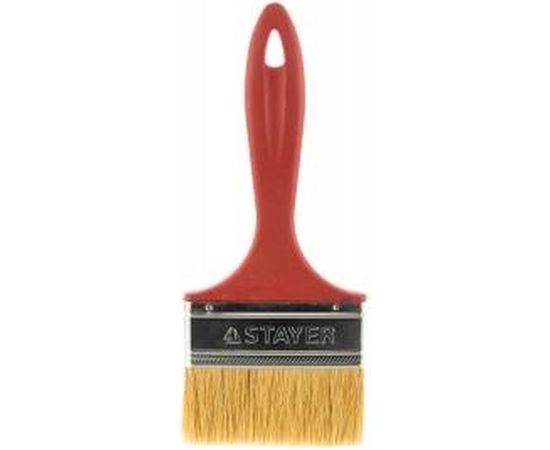 Плоская кисть STAYER UNIVERSAL-EURO светлая натуральная щетина, пластмассовая ручка, 100мм 0108-100 – изображение 2