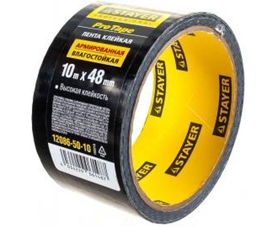 Армированная лента на тканевой основе STAYER черный 50мм х 10м 12086-50-10 – изображение 3