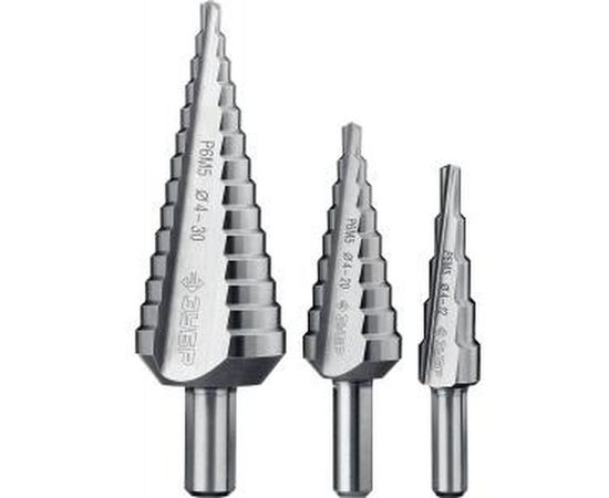 Набор ступенчатых сверл (Р6М5; 3 шт.) по металлу Зубр 29670-4-30-H3_z01 – изображение 5