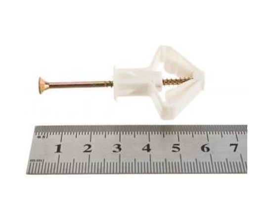 Дюбель Бабочка полипропиленовый для пустотелых конструкций с саморезом 4 шт. (10х50 мм; ТФ6) ЗУБР 4-301326 – изображение 3