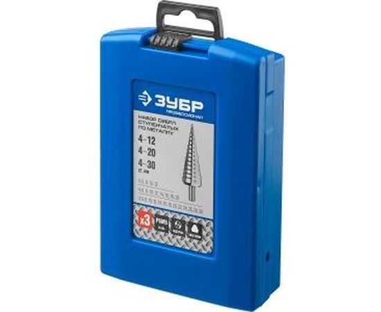 Набор ступенчатых сверл (Р6М5; 3 шт.) по металлу Зубр 29670-4-30-H3_z01 – изображение 2