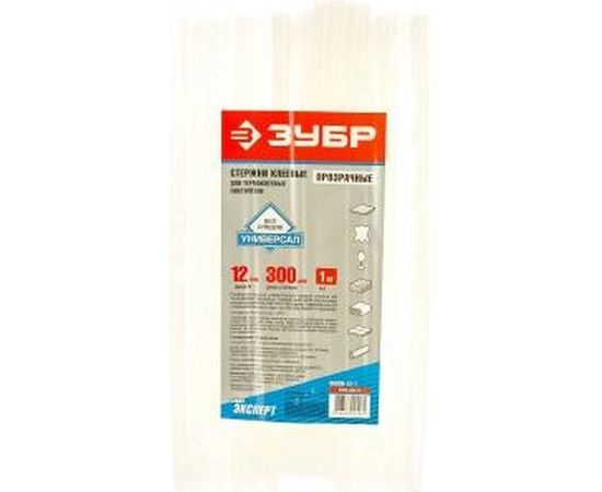 Стержни клеевые прозрачные универсальные (12х300 мм; 33 шт.) для термоклеевых пистолетов Зубр 06856-12-1 