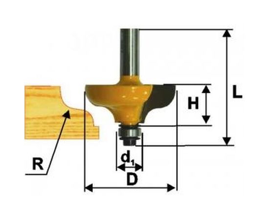 Фреза кромочная калевочная (38.1х16 мм; R 6.3 мм; хвостовик 8 мм) по дереву Энкор 9257 
