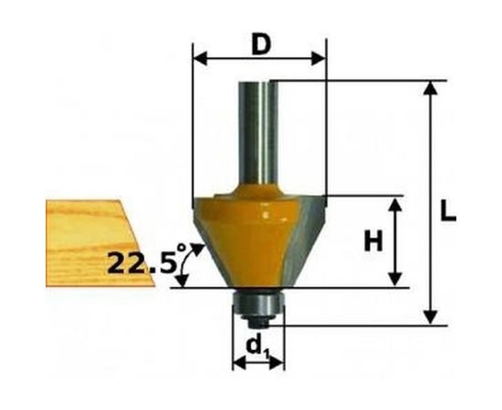Фреза кромочная конусная (25.4х21 мм; 22.5°; хвостовик 8 мм) по дереву Энкор 9233 