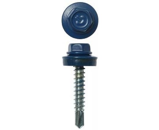 Саморезы для крепления кровельных материалов к деревянной обрешетке Зубр цвет RAL 5005 синий насыщенный, оцинкованный, 4,8x38мм, 1600шт 4-300310-48-038-5005 