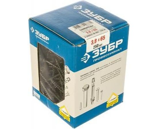 Саморезы универсальные оксидированные по дереву 250 шт. (3,8х65 мм; PH2; ТФ2) ЗУБР 4-300032-38-065 