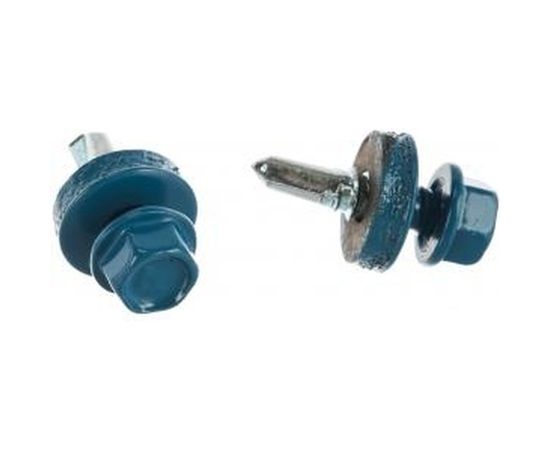 Саморезы Зубр для крепления кровельных материалов к деревянной обрешетке, цвет RAL 5009 небесно-голубой, оцинкованный, 5,5x19мм, 2500шт 4-300310-55-019-5009 