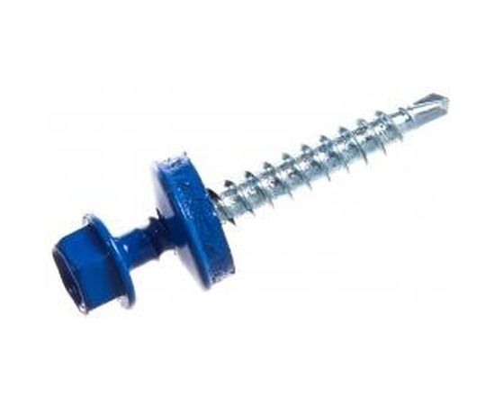 Саморезы для крепления кровельных материалов к деревянной обрешетке Зубр цвет RAL 5005 синий насыщенный, оцинкованный, 4,8x38мм, 1600шт 4-300310-48-038-5005 – изображение 3