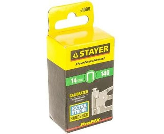 Скобы зеленые закаленные 1000 шт. для степлеров (14 мм; тип 140) PROFI STAYER 31610-14 – изображение 2