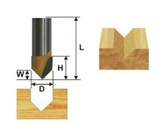 Фреза пазовая галтельная V-образная (9,5х13х44 мм; хвостовик 8 мм; 90°) Энкор 9307 – изображение 3