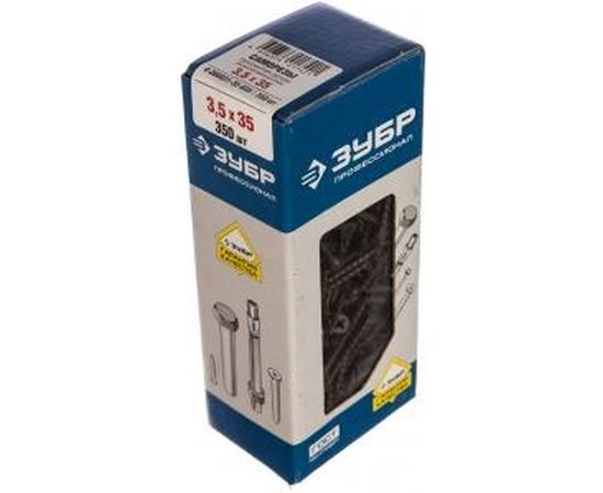 Саморезы универсальные по дереву 350 шт. (3,5х35 мм; PH2; ТФ1) Зубр 4-300031-35-035 – изображение 2