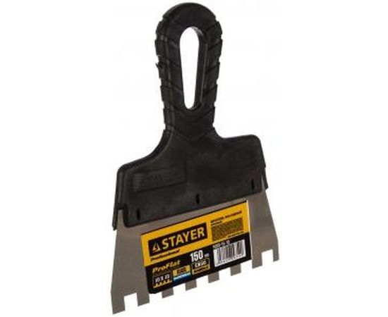 Нержавеющий зубчатый шпатель STAYER 150мм, зуб 10х10мм 1009-15-10 – изображение 2