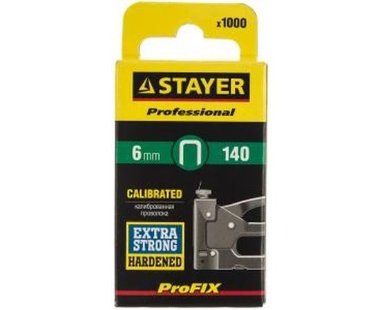 Скобы зеленые закаленные 1000 шт. для степлеров (6 мм; тип 140) PROFI STAYER 31610-06 – изображение 2