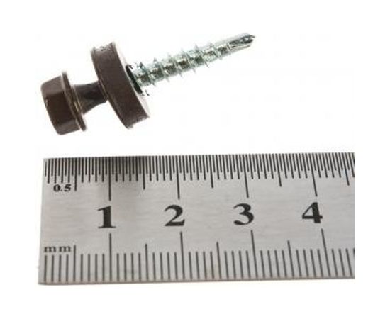 Саморезы для крепления кровельных материалов к деревянной обрешетке Зубр цвет RAL 8028 земель.-коричн., оцинк., 4,8x29 мм, 2500 шт 4-300310-48-029-8028 – изображение 2