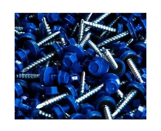 Саморезы для крепления кровельных материалов к деревянной обрешетке Зубр цвет RAL 5005 синий насыщенный, оцинкованный, 4,8x38мм, 1600шт 4-300310-48-038-5005 – изображение 2