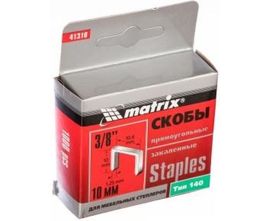 Скобы закаленные 1000 шт. для мебельного степлера (10 мм; тип 140) MASTER MATRIX 41310 – изображение 3