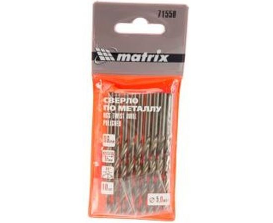 Сверло (10 шт; 5 мм; HSS) по металлу Matrix 71550 – изображение 3