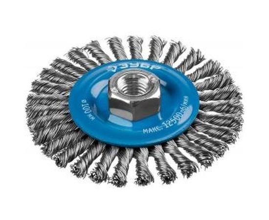 Щетка дисковая ПРОФЕССИОНАЛ (0.5 мм; 100 мм; М14; плетеные пучки стальной проволоки) для УШМ Зубр 35192-100_z02 