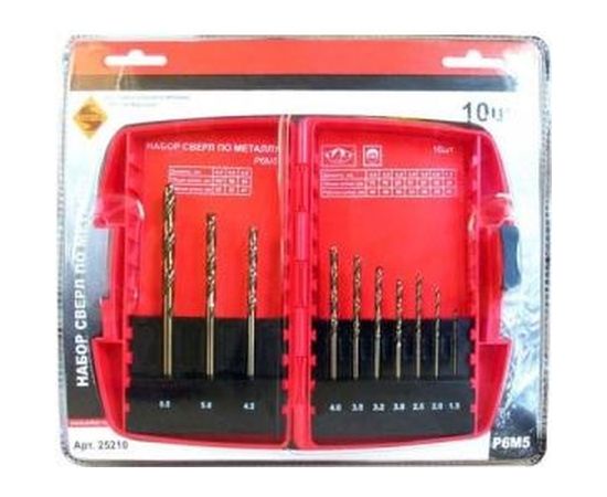 Набор сверл по металлу (10 шт; Р6М5; 1.5-6.5 мм) Энкор 25210 