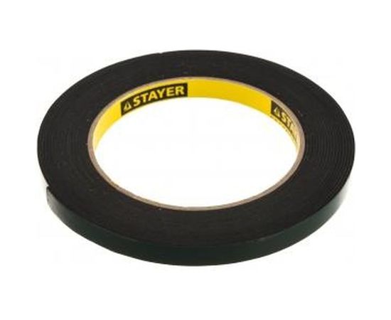 Лента PROFI клейкая монтажная на вспененной основе (5 м; 9 мм; черная) STAYER 12233-09-05 