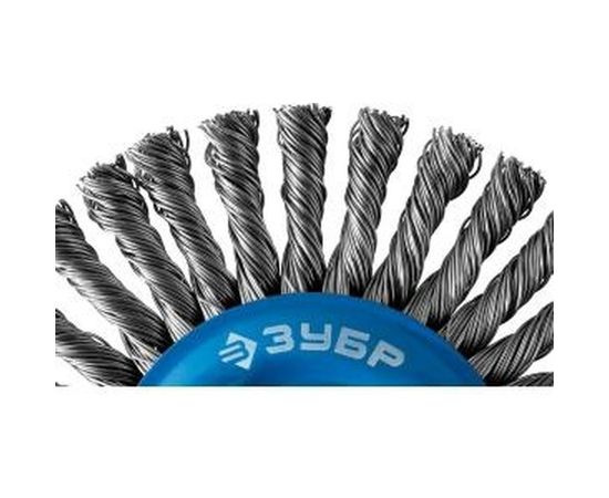 Щетка дисковая ПРОФЕССИОНАЛ (0.5 мм; 150 мм; М14; плетеные пучки стальной проволоки) для УШМ Зубр 35192-150_z02 – изображение 2