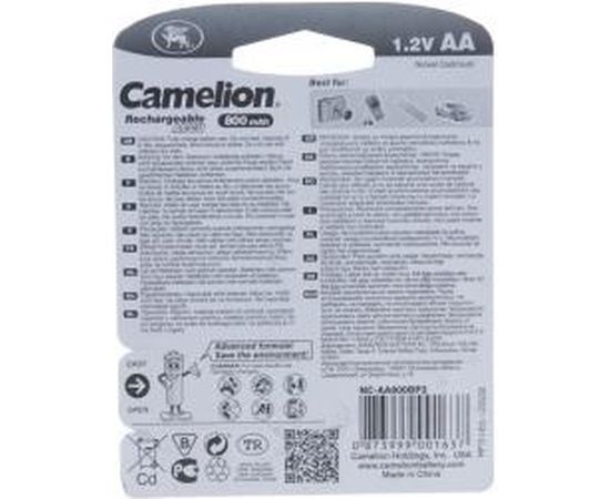 Аккумулятор AA- 800mAh Ni-Cd BL-2, 1.2В Camelion, 2202 – изображение 2