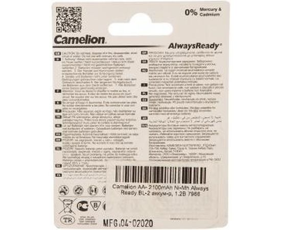 Аккумулятор 1.2В Camelion AA- 2100mAh Ni-Mh Always Ready BL-2, 7966 – изображение 2