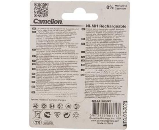 Аккумулятор Camelion 1.2В AA-1800mAh Ni-Mh BL-2, 3001 – изображение 2