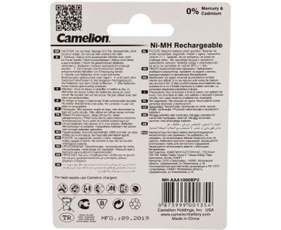Аккумулятор Camelion 1.2В AAA-1000mAh Ni-Mh BL-2, 6182 – изображение 2